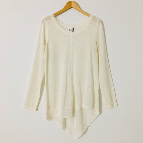Anthropologie Akemi+Kin Asymmetrical Hi Low Off-White Pull-Over Sheer Tunic - M - Picture 2 of 8